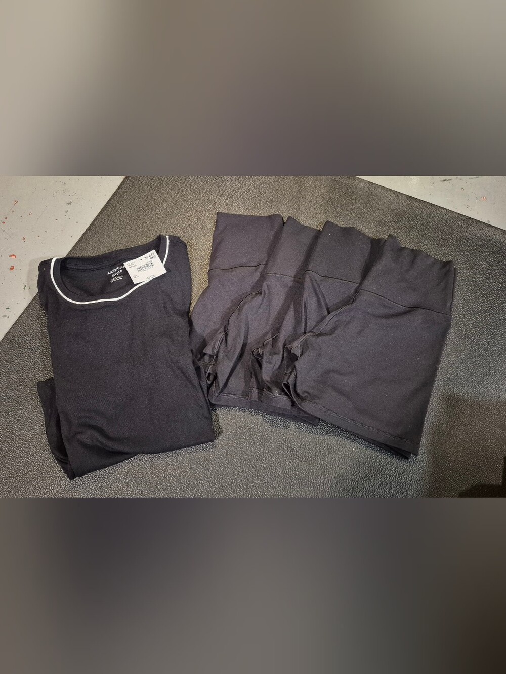 Aerie American Eagle Black Bike Shorts + Bodysuit Lot. Size M